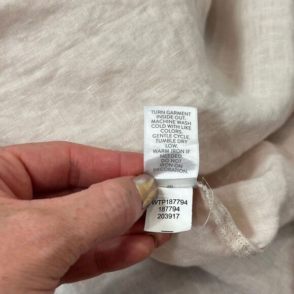 J. Jill Blouse Womens 4X Pink Cream Long Sleeve Pleated Linen Beaded Tunic Top - Picture 10 of 16